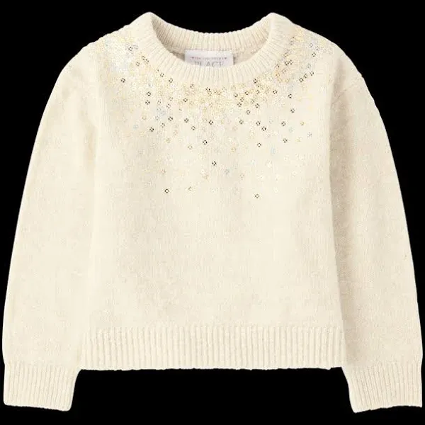 Toddler Girls Sequin Sweater - White