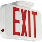 Compass CER White Thermoplastic LED Emergency Exit Sign, NiCad Battery - Universal Face, Red Letters