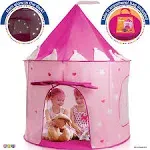 Play22 Play Tent Princess Castle Pink - Features Glow in The Dark Stars - Portable - Kids Pop Up Tent Foldable Into A Carrying Bag - Indoor and Outdoor Use - Original