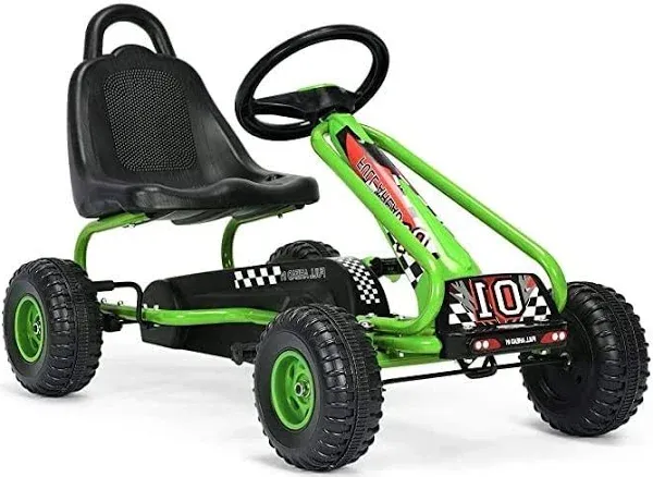 Costway 4 Wheel Pedal Powered Ride-On Go Kart with Adjustable Seat