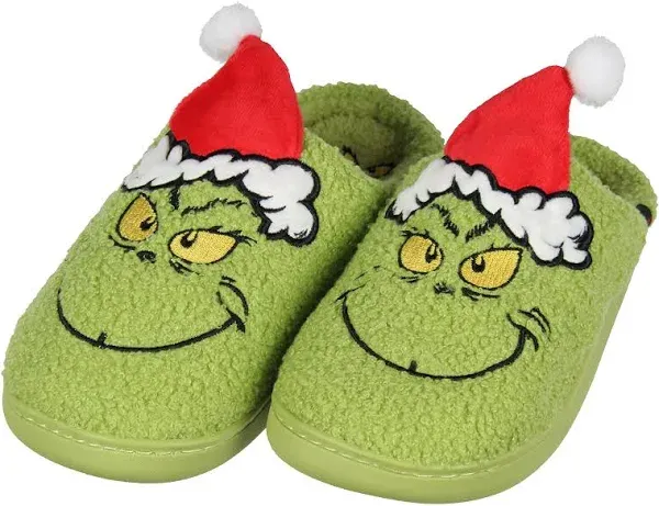 Dr. Seuss The Grinch Who Stole Christmas 3D Hat Slip-On Slippers