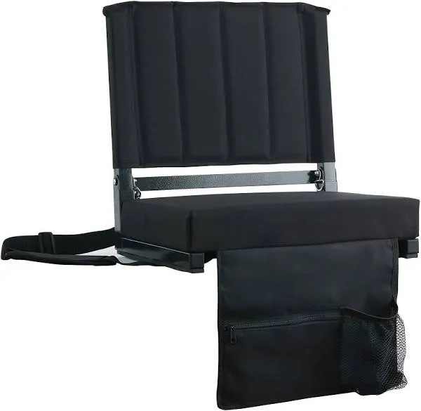  Stadium Seats with Back Support Bleacher Chairs with Back and Cushion 1 Black