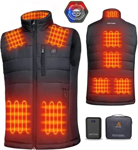 GOTOBI Men's Heated Vest with 9 Heating Zones and Smart Temp Control