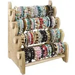 Ikee Design Antique Wooden 4 Tier Jewelry Bracelet Display Stand Bangle Scrunchie Organizer Holder for Store, Showcase and Home Storage, 12 W x 9 D x