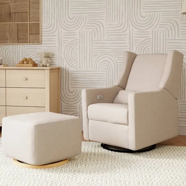 Babyletto Kiwi Glider Recliner, Electronic Control and USB Performance Cream Eco-Weave