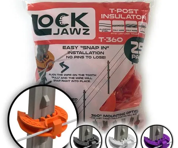 LockJawz T-Post Fence Insulator Orange