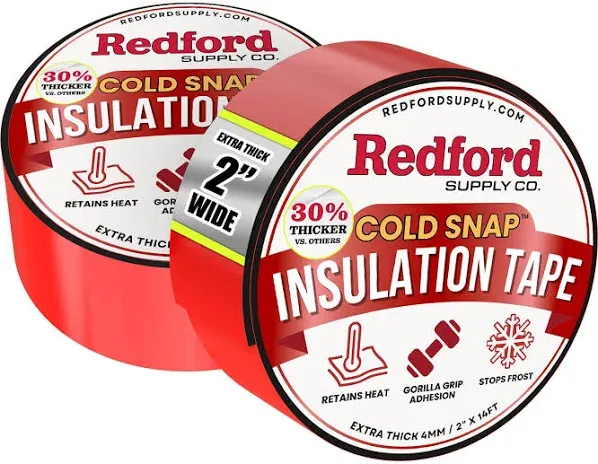 Redford Supply Co. 2 Pack - 2in x 14ft, Pipe Insulation, Pipe Insulation Wrap, Water Pipe Insulation, Pipe Insulation for Winter, Pipe Wrap Insulation, Outdoor Pipe Insulation, AC Line Insulation