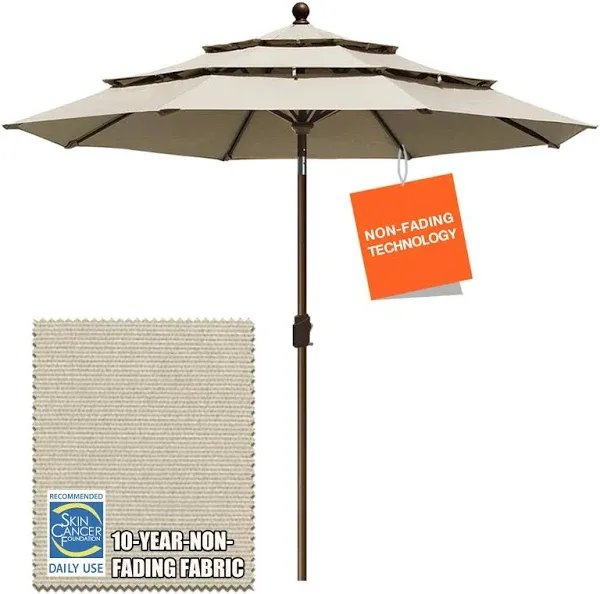 Elite Shade USA Sunumbrella 9 ft. 3-Tiers Market Umbrella Patio Umbrella