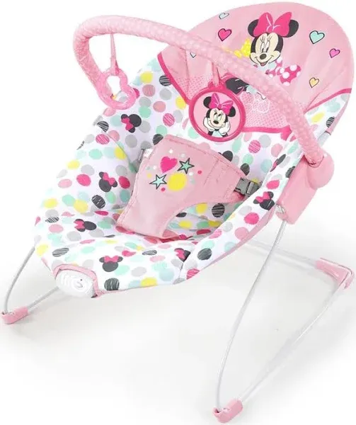 Bright Starts Disney Baby Minnie Mouse Vibrating Baby Bouncer, Spotty Dotty