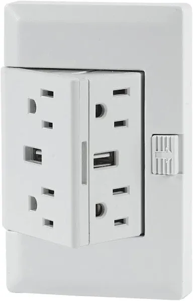 theOUTlet 2.1A/15A 125V White 4-Receptacle/2<wbr/>-USB Tamper Resistant Permanent