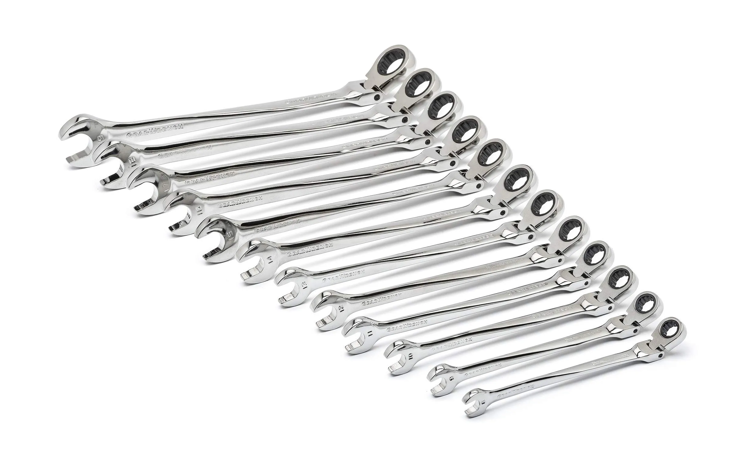 GEARWRENCH 12 Pc. 12 Pt. XL X-Beam Flex Head Ratcheting Combination Wrench Set, Metric - 85288