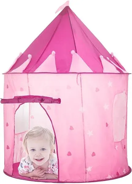 Toyniverse Girls Pink Play Tent Princess Castle with Glow In The Dark Stars - 41.3&quot; X 49.2&quot; *FREE SHIPPING*