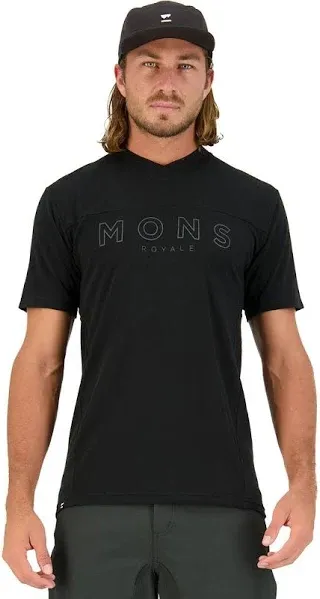 Mons Royale Men's Redwood Enduro VT Short Sleeve Jersey (Retro Red / Black / Walnut)