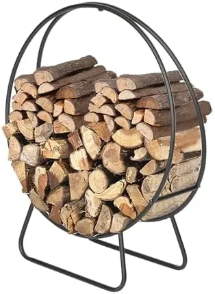 Sunnydaze Outdoor Steel Firewood Log Hoop Rack