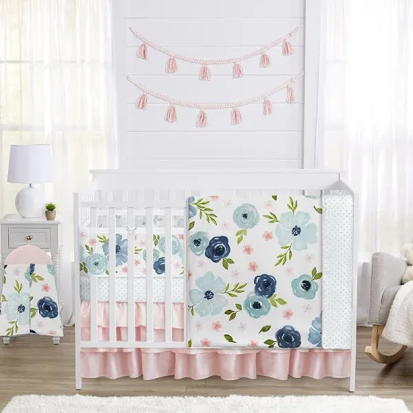 Sweet Jojo Designs Watercolor Floral Girl Baby Crib Bedding Set