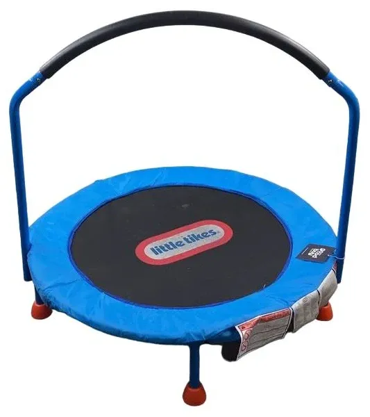 Little Tikes Easy Store 3-Foot Trampoline, with Hand Rail, Blue