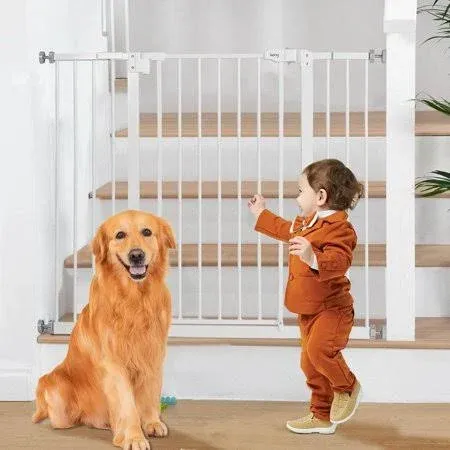 Keny 36 inch Extra Tall Baby Gate for Stairs, Wide Auto Close Dog Gate, Pressure Mounted Easy Walk Through Pet Gate for Doorways, Durable Safety Stair