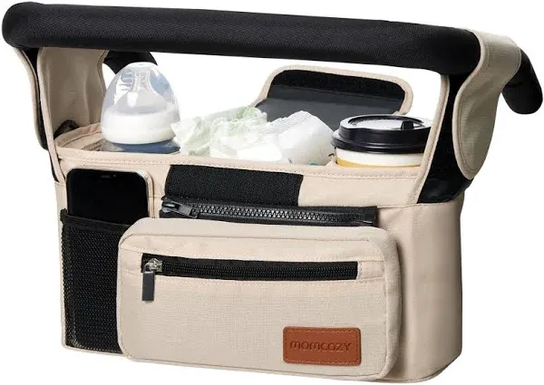 Universal Stroller Organizer with Insulated Cup Holder, Detachable Phone Bag, and Shoulder Strap