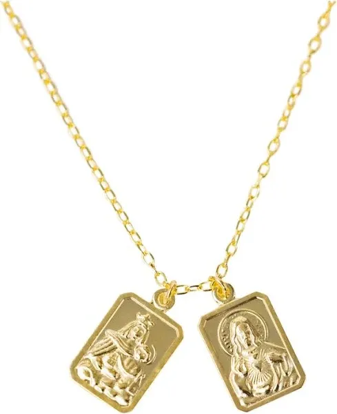 Roman 18-inch Sterling Silver Double Scapular Gold Carded Necklace