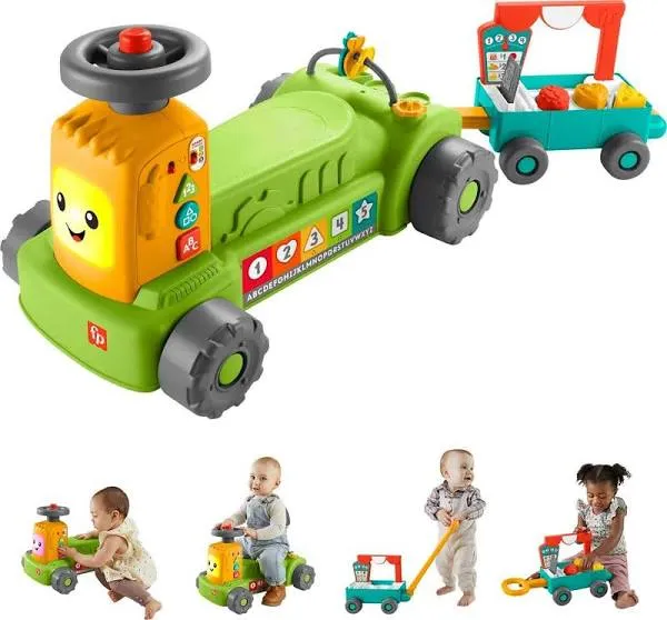 4-in-1 Farm to Market Tractor Ride-On Learning Toy for  &amp; Toddlers