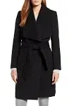 Cole Haan Women's Wool-Blend Wrap Coat - Black - Size 10