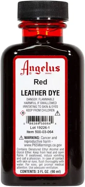 Angelus Leather Dye - Red, 3 oz