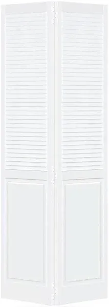 Kimberly Bay Traditional Louver Panel White Solid Core Wood Bi-fold Door