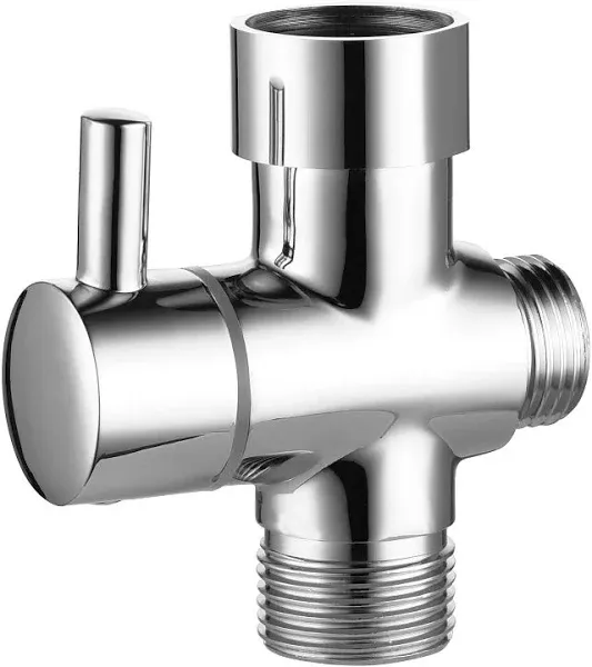 Ciencia Metal T-adapter with Shut-off T Valve, 7/8 or 15/16 and G1/2 3-way Water Tee Connector,for Handheld Toilet Bidet Spray Bathroom