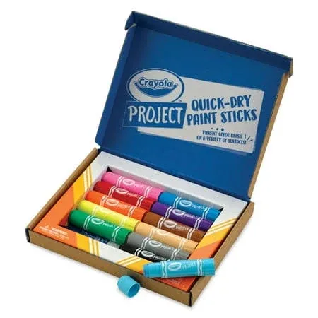 Crayola Quick Dry Paint Sticks - Set of 12, Assorted Colors