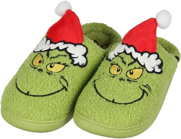 Dr Seuss The Grinch 3D Hat Christmas Matching Family Rubber Bottom House Slipper