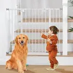 keny 36" Extra Tall Baby Gate for Stairs, 29"-42.5" Wide Auto Close Dog Gate, Pressure Mounted Easy Walk Through Pet Gate for Doorways, Durable Safety Stair Gate, White