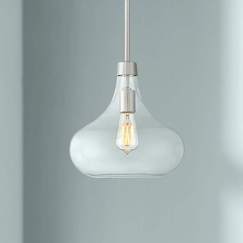 Possini Euro Cecil 11" Wide Glass and Nickel Modern Mini Pendant