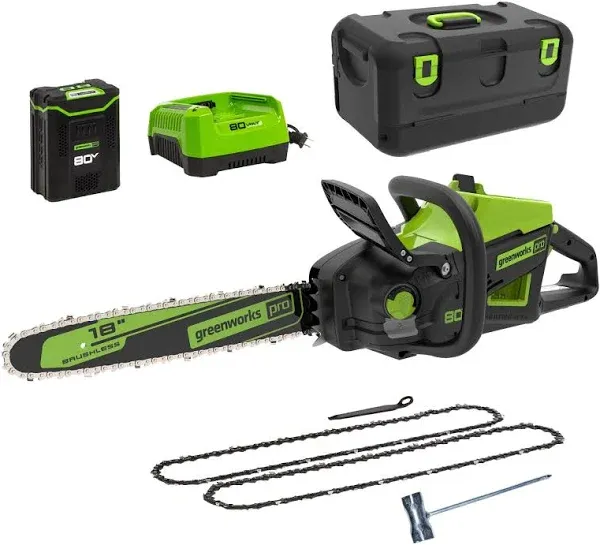 Greenworks Pro 80-Volt 18-in 4 Ah Chainsaw CS80L413C2