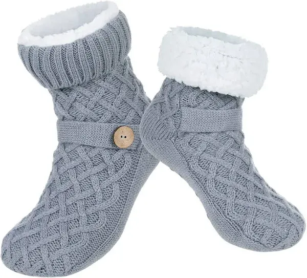 Women's Fluffy Fleece Slipper Socks with Non-Slip Grippers