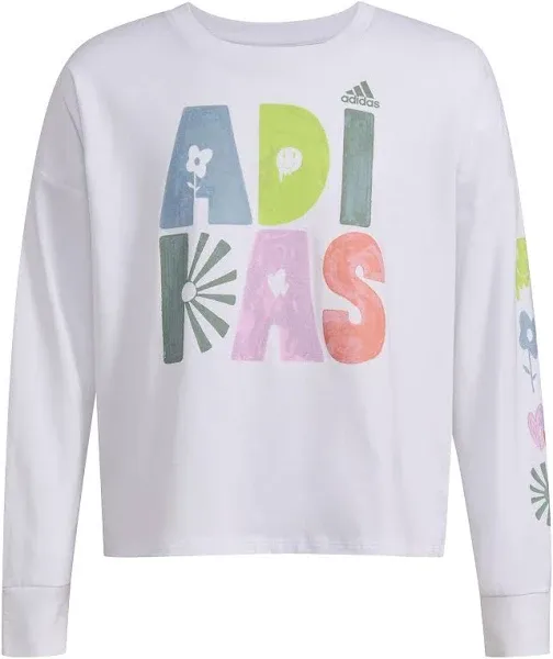 adidas Girls' Long Sleeve Waist Crew Tee