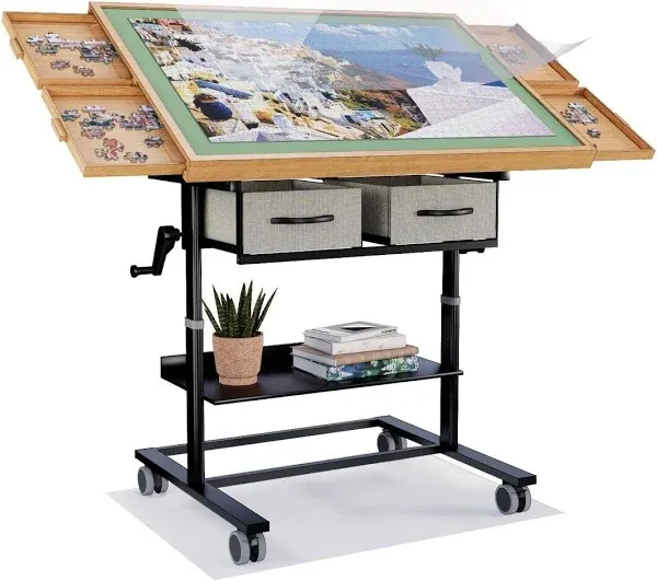 1500 Piece Jigsaw Puzzle Table with Legs,Jigsaw Puzzle Board Portable with 4 ...