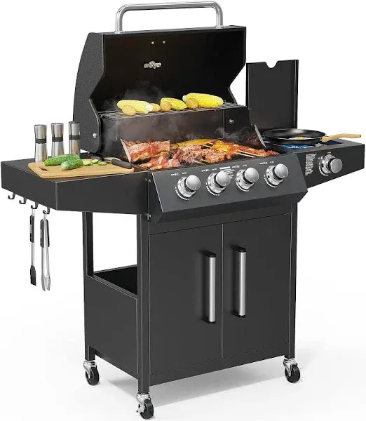 ROVSUN 4 Burner 58,000 BTU Propane Gas Grill with Side Burner