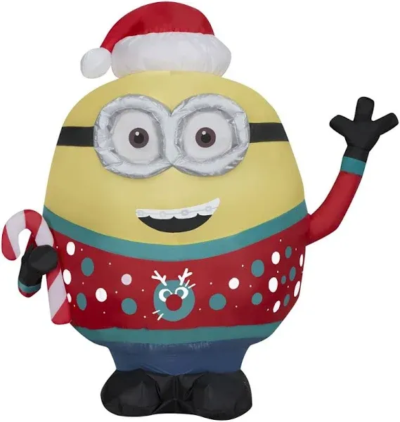 3.5' Gemmy Airblown Minions Otto w/Ugly Christmas Sweater Yard Decoration 117231