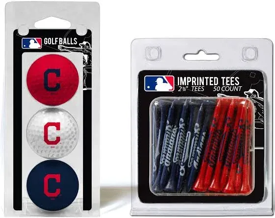 Cleveland Indians 3 Golf Balls And 50 Golf Tees