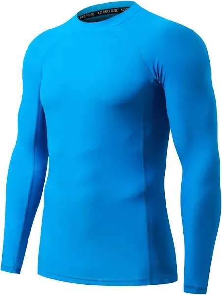 HUGE SPORTS Men's Splice UV Sun Protection UPF 50+ Skins Rash Guard Long Sleeves