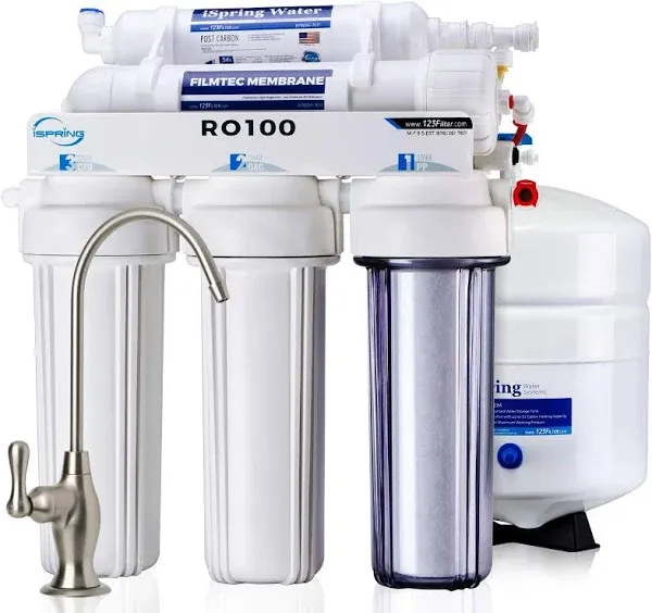 iSpring RO100 5-Stage 100 GPD Under Sink Reverse Osmosis Drinking Water Filtration