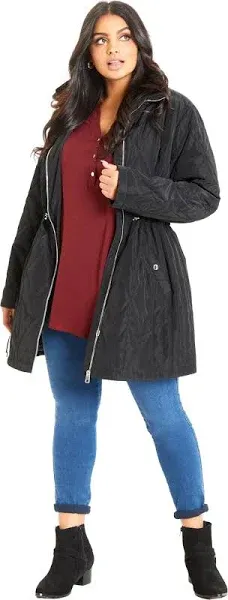 Evans Women's Plus Size Fur Collar Padded Coat