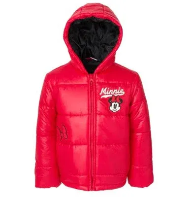 Disney Minnie Mouse Girls Zip Up Puffer Jacket