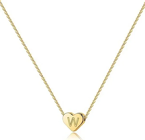 14K Gold Filled Heart Initial Necklace