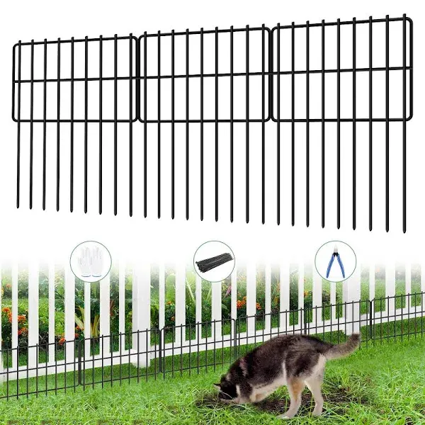 COLRASN 10 Panels Garden Fence Animal Barrier, 1.25&#034; Gap No Dig Fence 10.8 Ft...