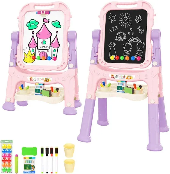 Costway Height Adjustable Kids Art Easel Magnetic Double Sided Board