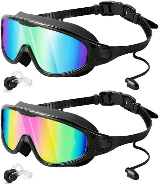 Swim Goggles 2 Pack Wide View Anti Fog&UV Swimming Goggles for Audlt