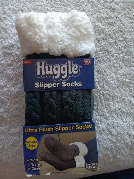 Ontel HHSOCK-MC12/6 Huggle Slipper Socks -  Charcoal Grey