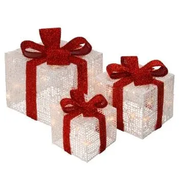 National Tree Company 3-Piece Pre-Lit Gift Box Set