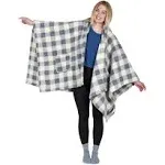 Catalonia Women&#039;s Poncho Cape Sherpa Cloak Coat Snuggly Hooded Wearable Blank...